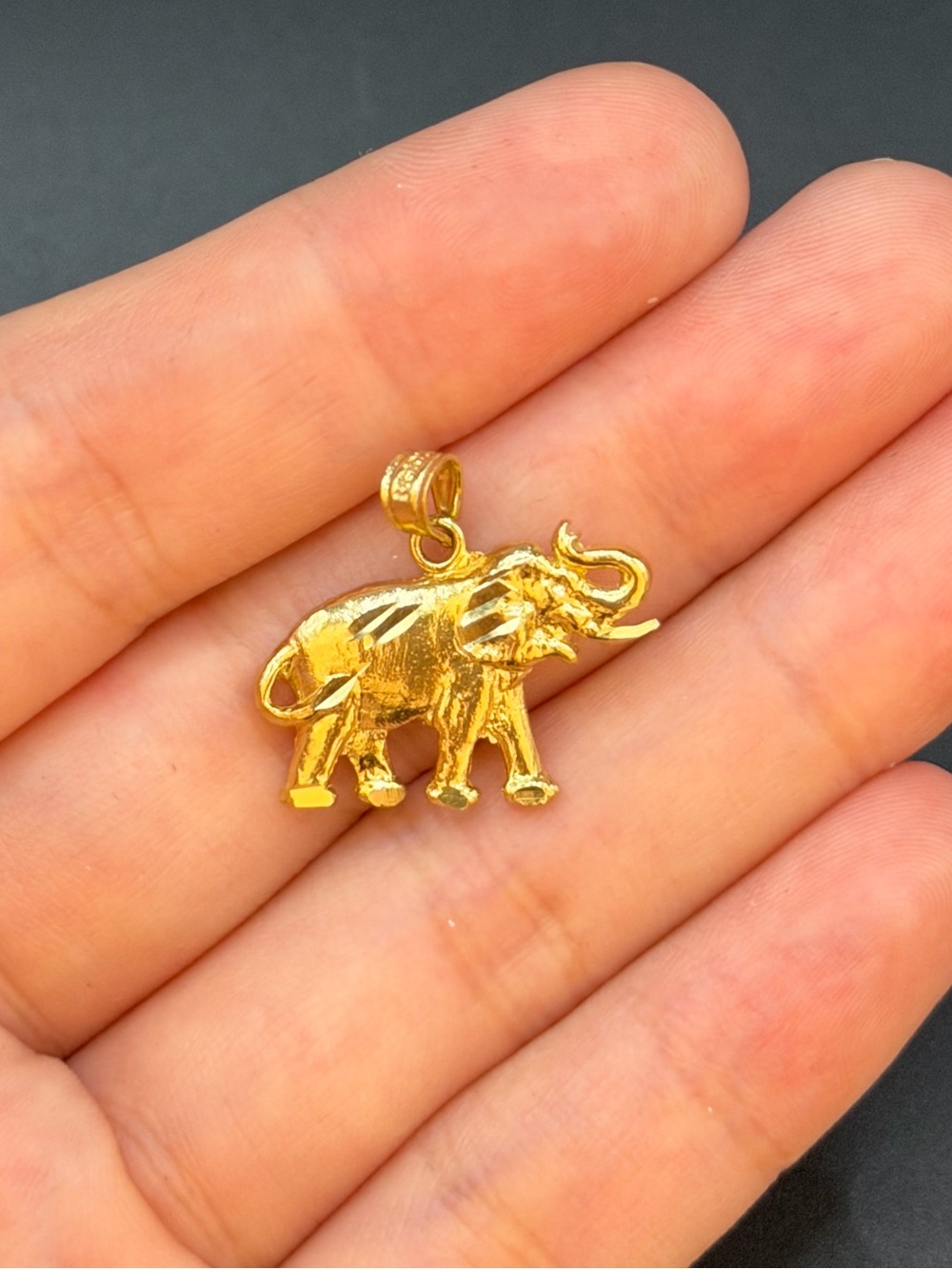10K Solid Gold Yellow Elephant Charm Pendant